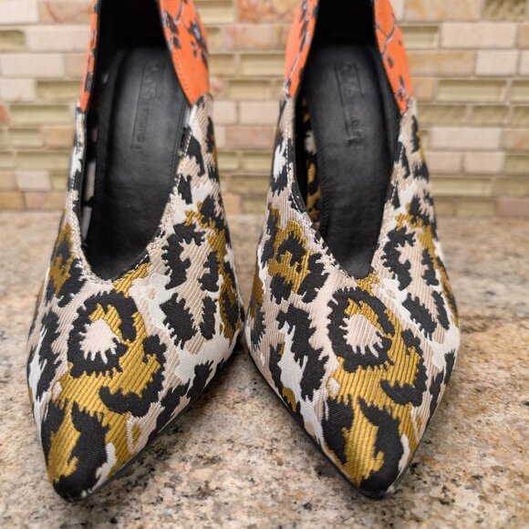 ASOS Women's Wide Fit Putty Point Pumps Mixed Floral Animal Print Modern Size 6 - Picture 3 of 11